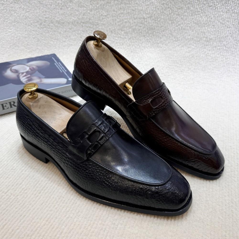 Men's Premium Business Casual Slip-On Leather Dress Shoes - Large Sizes Available