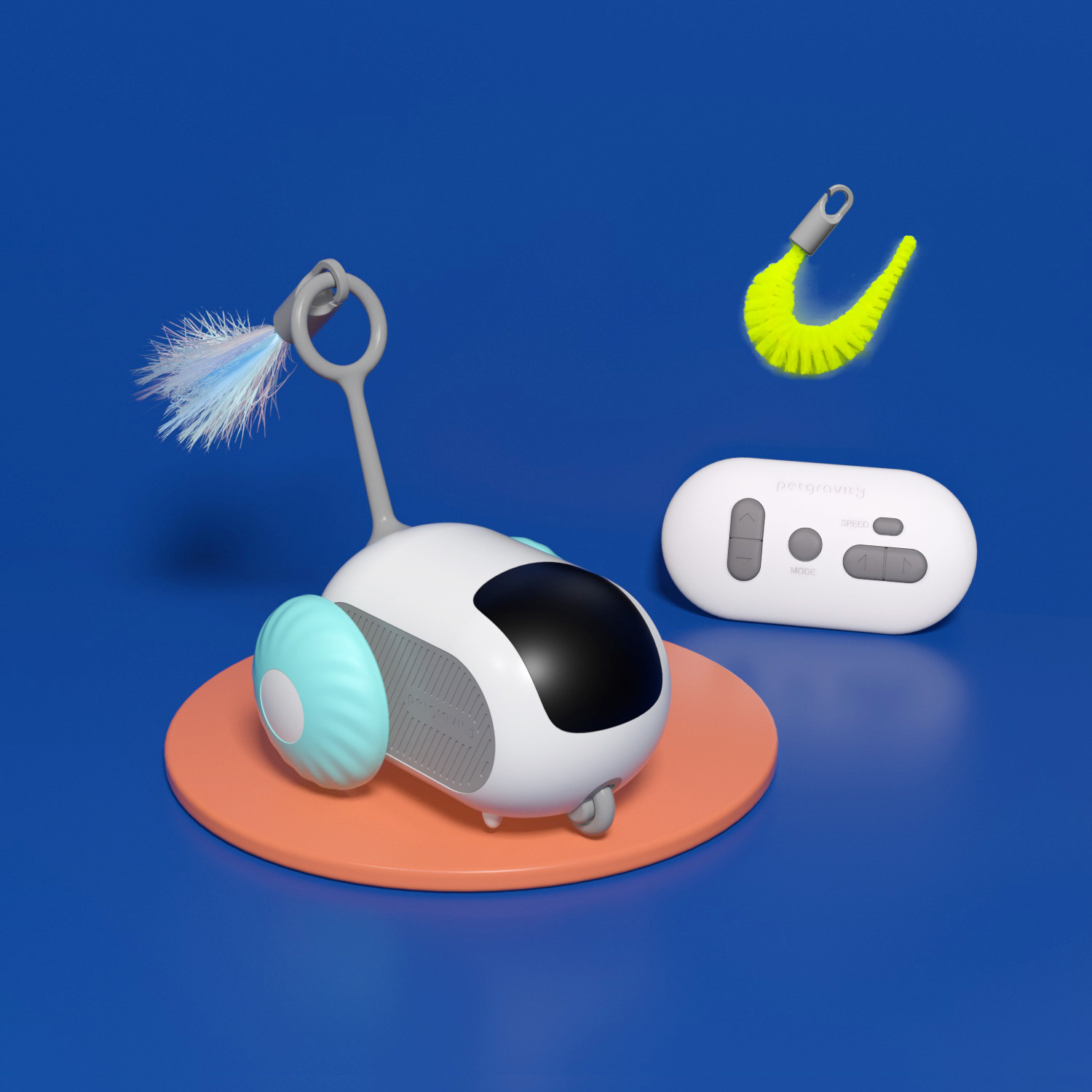 Interactive Smart Cat Toy Car - Automatic Gravity Running Feather Toy with Obstacle Avoidance