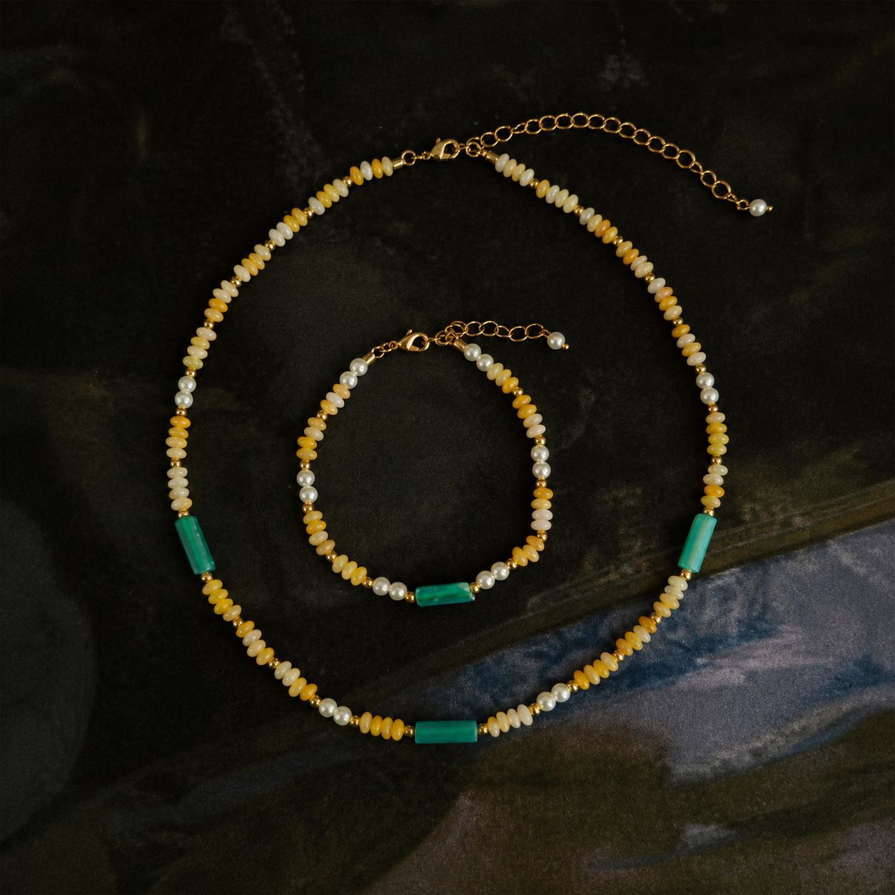 Boho Chic Multicolor Rice-Bead Necklace & Bracelet Set | Unisex Rustic Jewelry with Pearl & Shell Accents