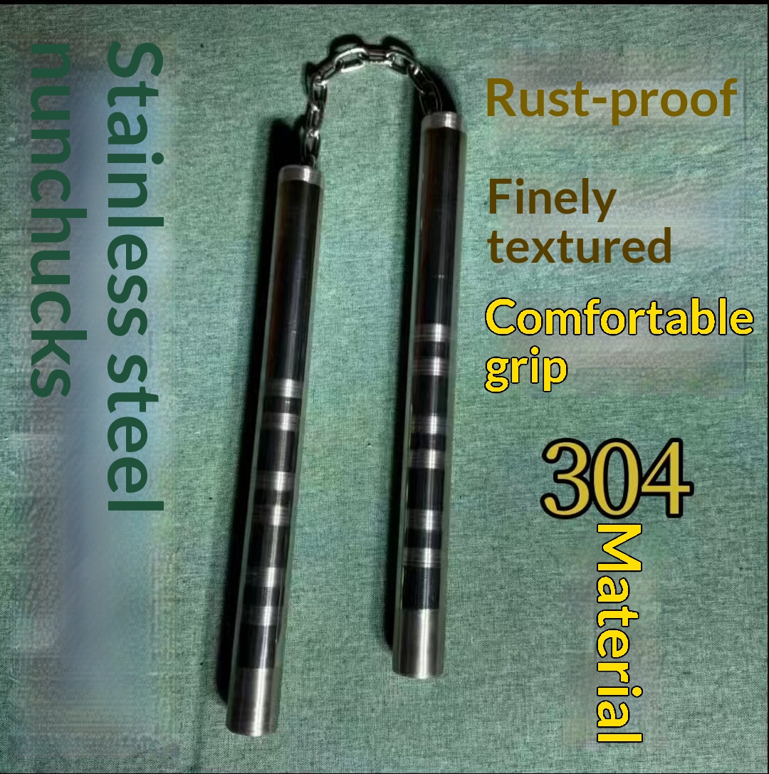 Premium Stainless Steel Nunchaku with Conical Tips - Professional Martial Arts Training Two-Section Staff
