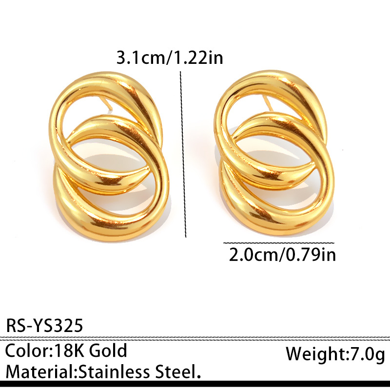 Elegant Heart-Shaped Stainless Steel Statement Earrings – Chic Wrapped Design
