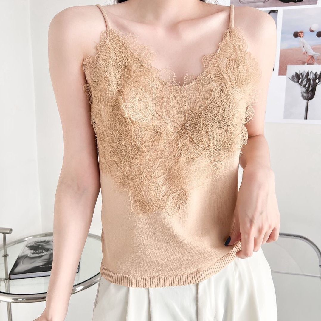 Elegant French Style Embroidered Lace Strapless Camisole - Slim Fit Summer Crop Top for Women