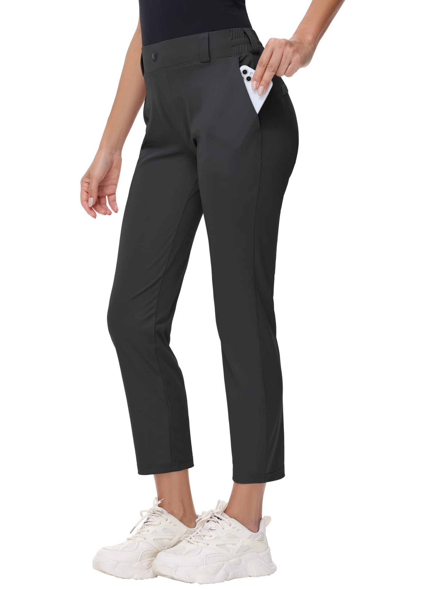 Women's Lightweight Ankle-Length Golf Pants | Stretch Business Casual Trousers with Zipper Pockets