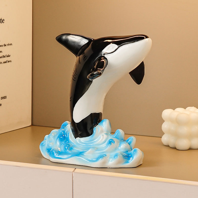 Elegant Ceramic Whale Sculpture - Luxury Living Room Home Decor Accent