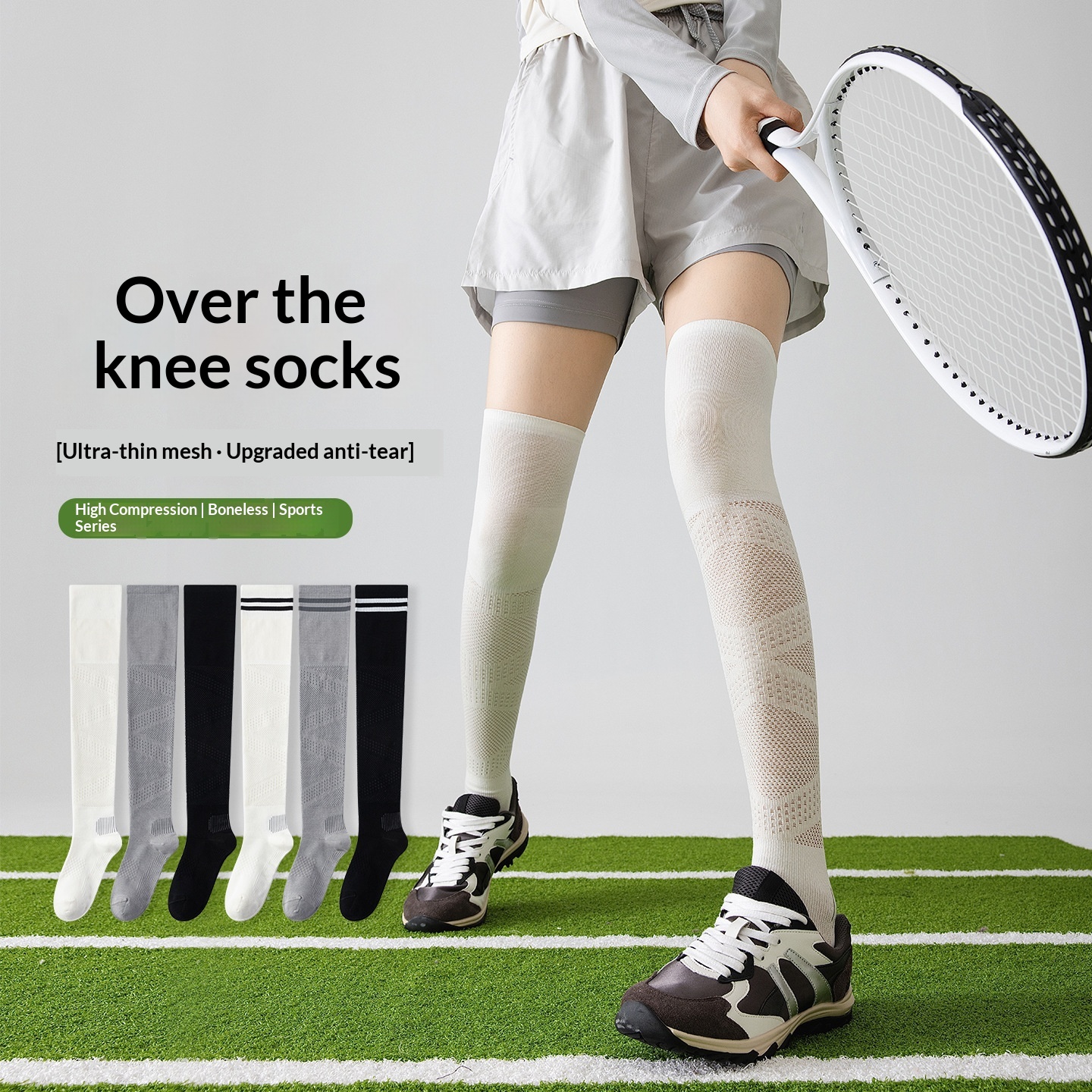 Premium Women's Athletic Knee-High Socks – Low-Pressure Supportive Yoga & Sports Socks