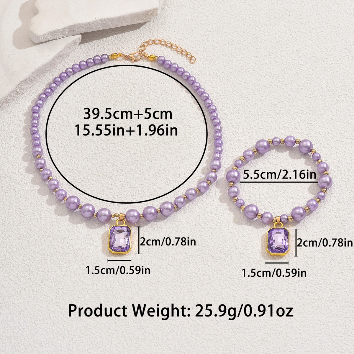 Elegant European Style Pearl Jewelry Set for Women - Rhinestone Pendant Necklace & Matching Bracelet Clavicle Chain