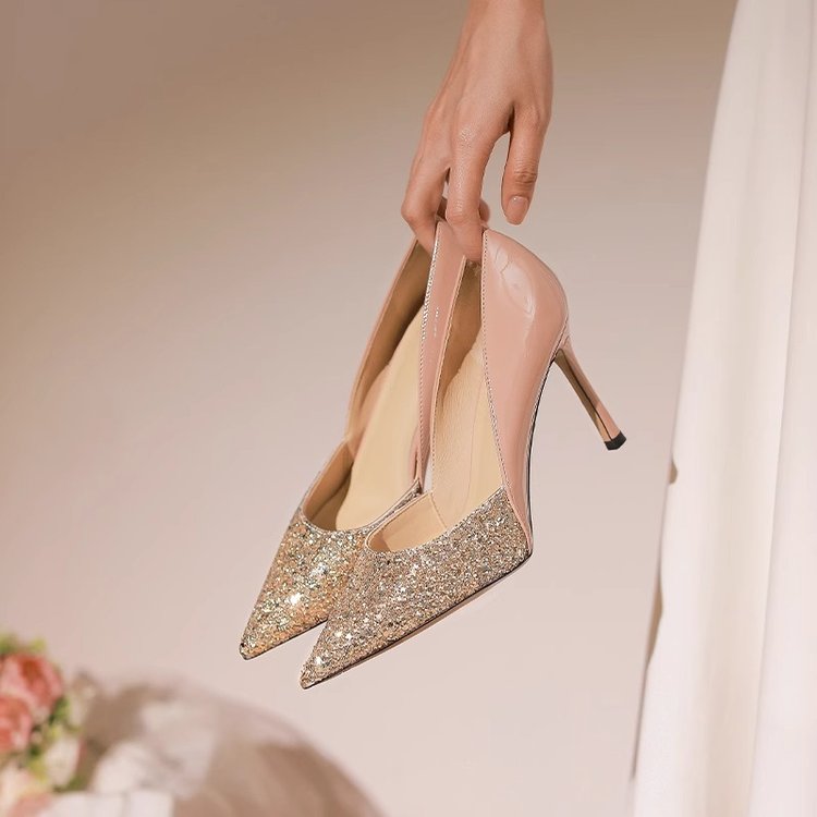 Elegant Vintage Fairy-Style Pointed Toe Mary Jane Pumps - 6-8cm Stiletto High Heels