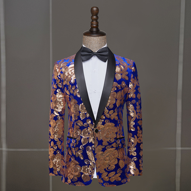 Men's Luxury Velvet Sequin Blazer - Slim Fit Casual Party & Prom Dinner Jacket