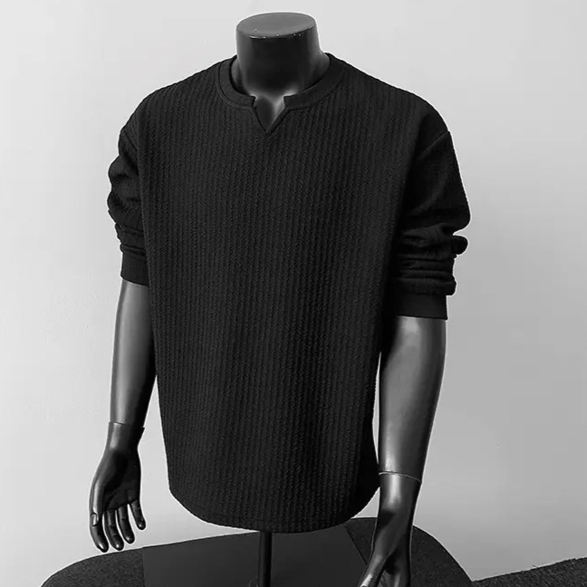 Men's Classic V-Neck Long Sleeve T-Shirt | Premium High-Street Base Layer for Spring & Autumn