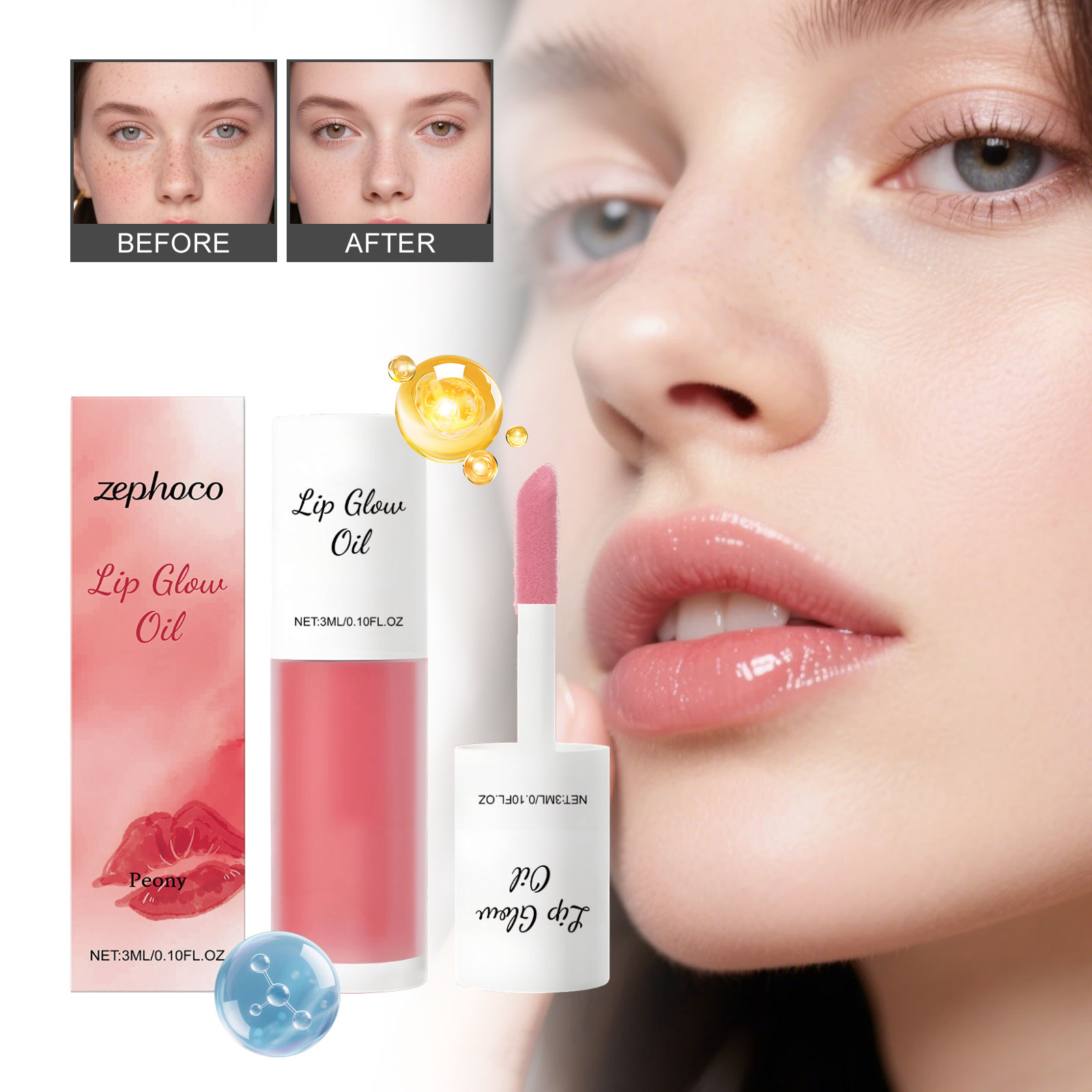 Peony Hydrating Lip Gloss Oil | Nourishing High-Shine Lip Tint