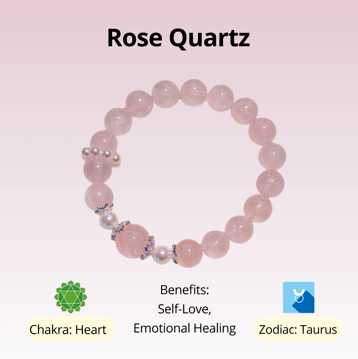 Genuine Rose Quartz Heart Chakra Bracelet – Crystal Jewelry for Self-Love, Healing & Compassion