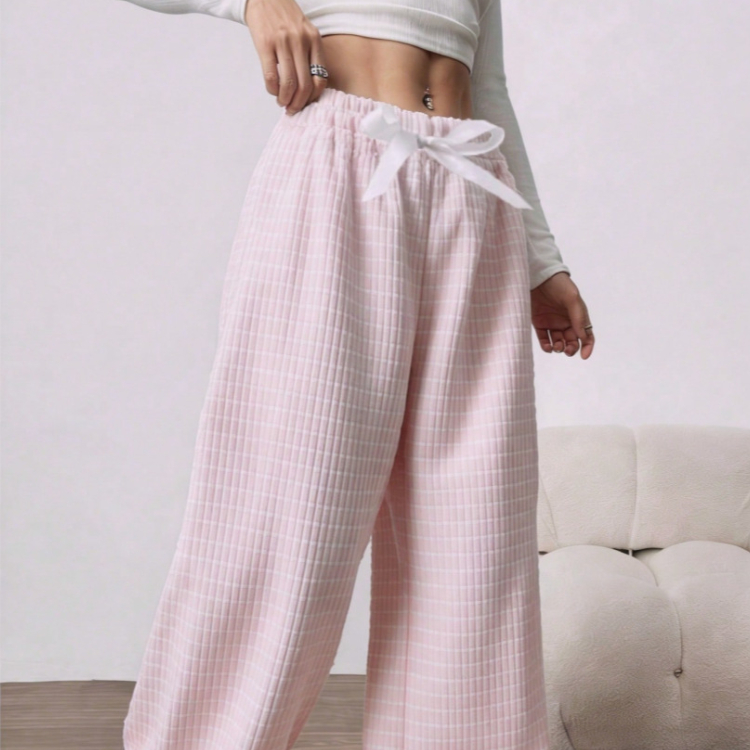 Women's Cozy Knitted Wide-Leg Pants | High-Waisted Ribbed Lounge Trousers