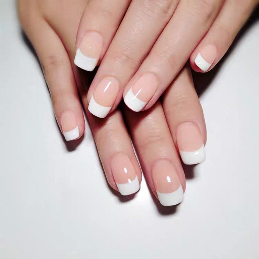 Elegant Short Square Press-On Nails Set (24 Pcs) - Simple Style Acrylic False Nails Kit with Jelly Glue & Nail File