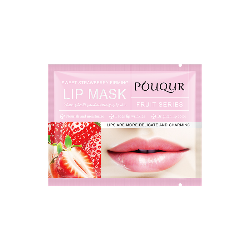 POUQUR Sweet Strawberry Firming Lip Mask Set (10 Sheets) – Hydrating & Plumping Lip Care