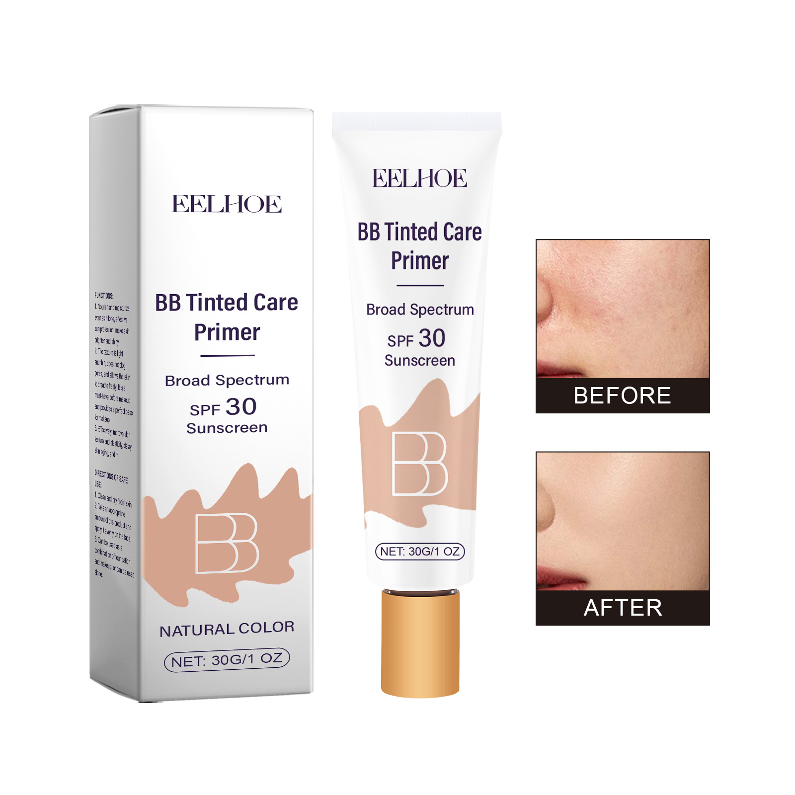 All-in-One Sunscreen BB Cream | Natural Tinted Moisturizer & UV Protection (30g)