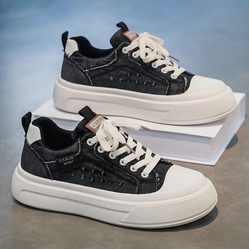 Men's Trendy Low-Top Canvas Skate Shoes - Breathable Non-Slip Summer Platform Sneakers
