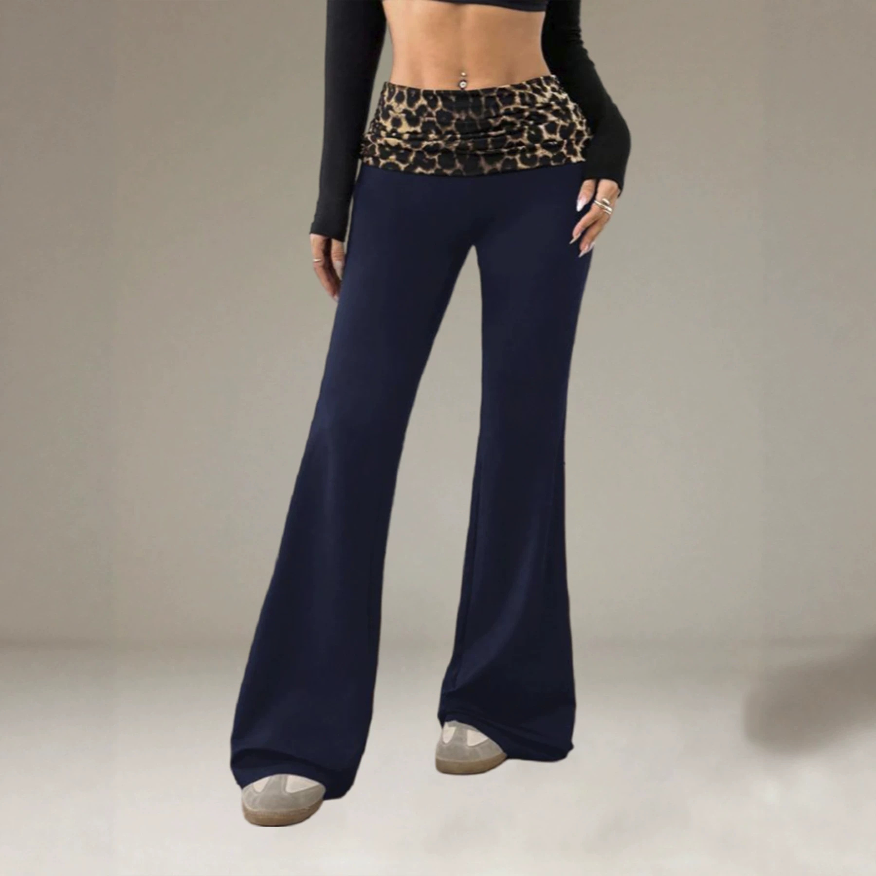 Stitching High-waisted Stretchy Slimming Flared Pants That Enhance The Hips And Create A Slimming Silhouette