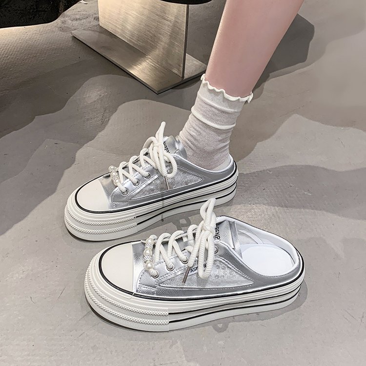 Women's Breathable Mesh Closed-Toe Mules | Chic Lightweight Slip-On Platform Shoes