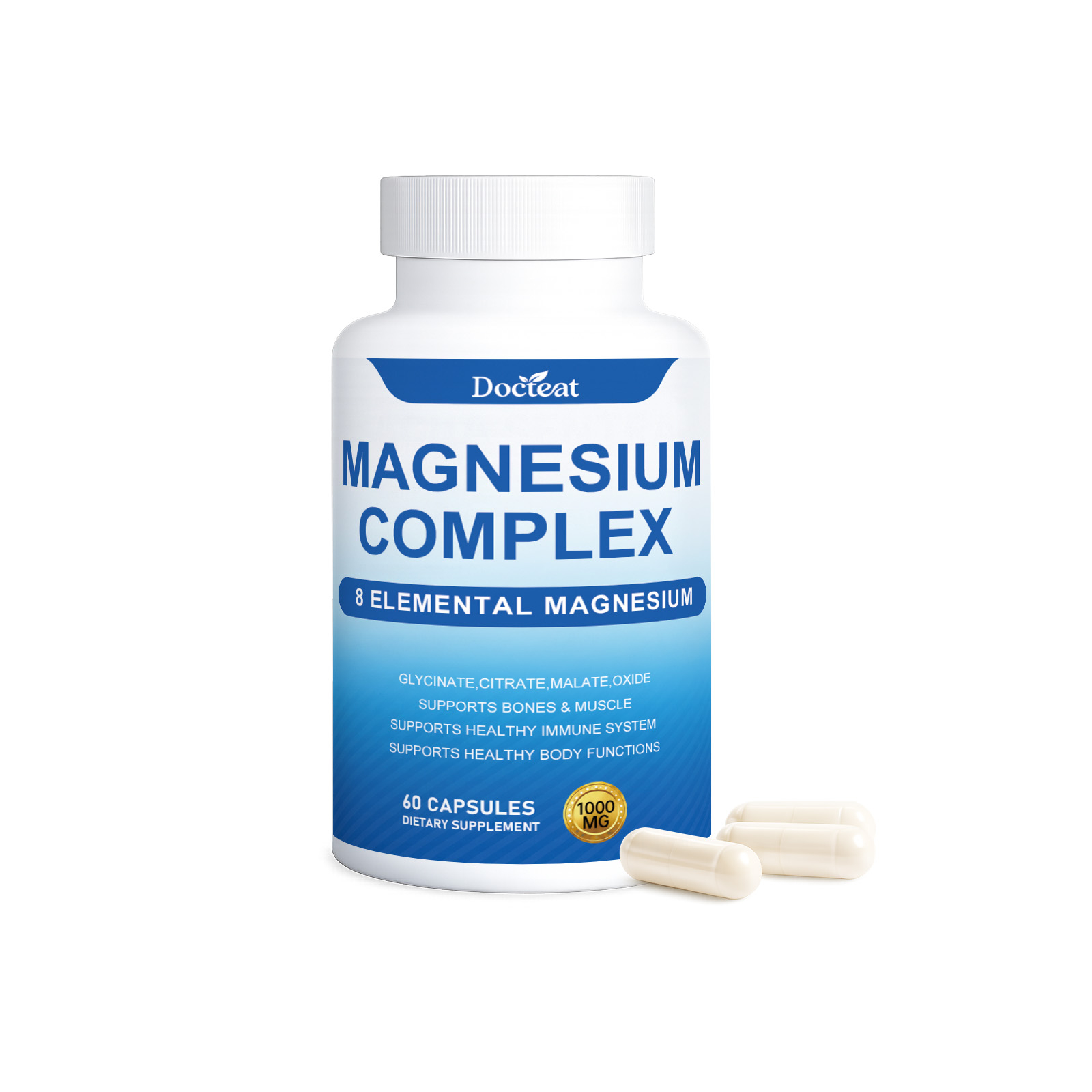 Premium Magnesium Complex Dietary Supplement - High Absorption Formula for Muscle, Sleep, and Energy Support (60 Capsules)