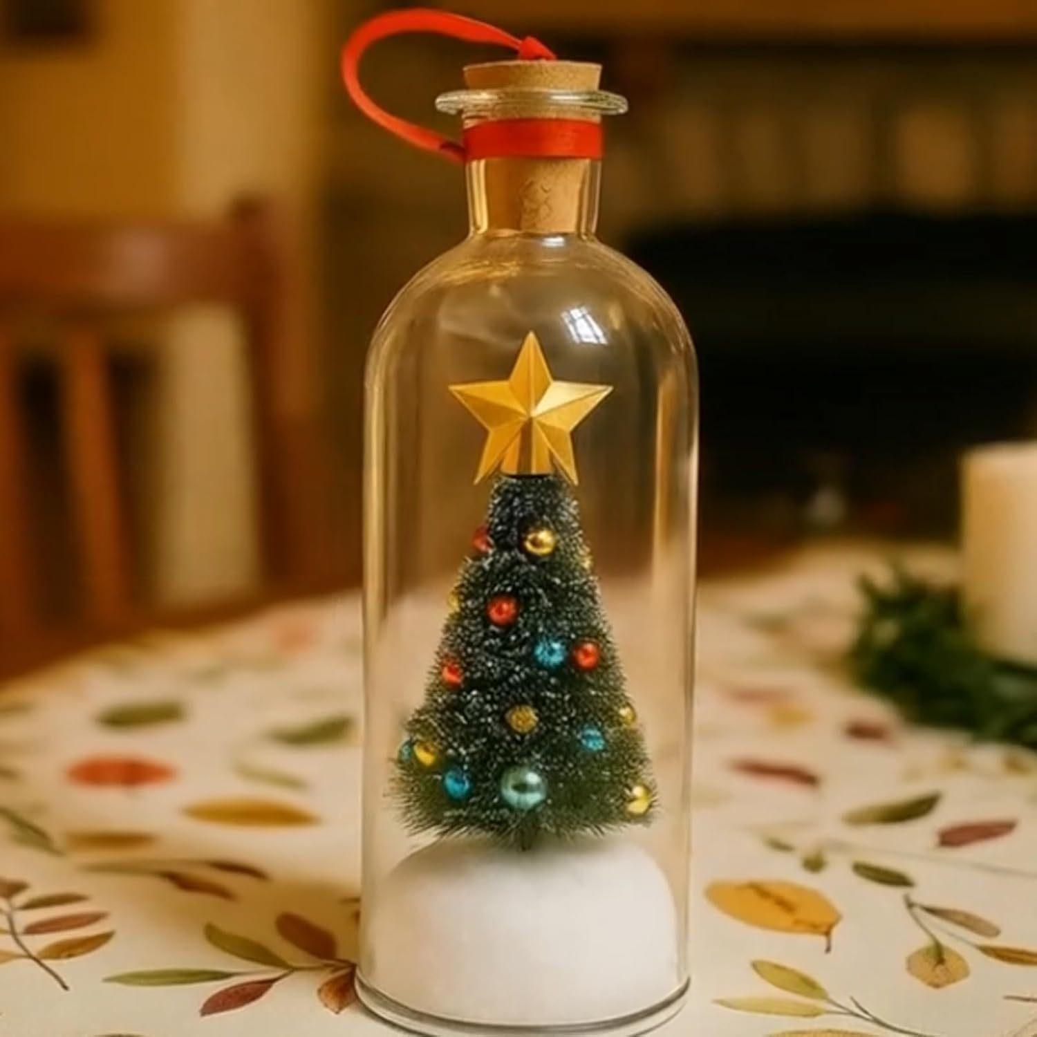 Creative Christmas Tree Message-in-a-Bottle Holiday Ornament | Personalized Festive Keepsake