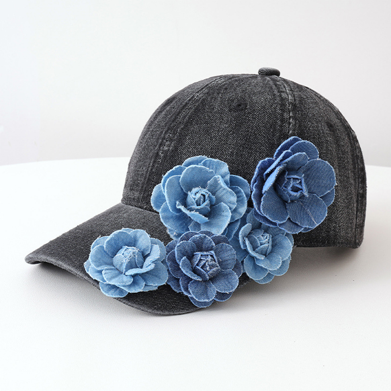 Retro Washed Denim 3D Rose Flower Baseball Cap | Chic & Versatile Casual Hat