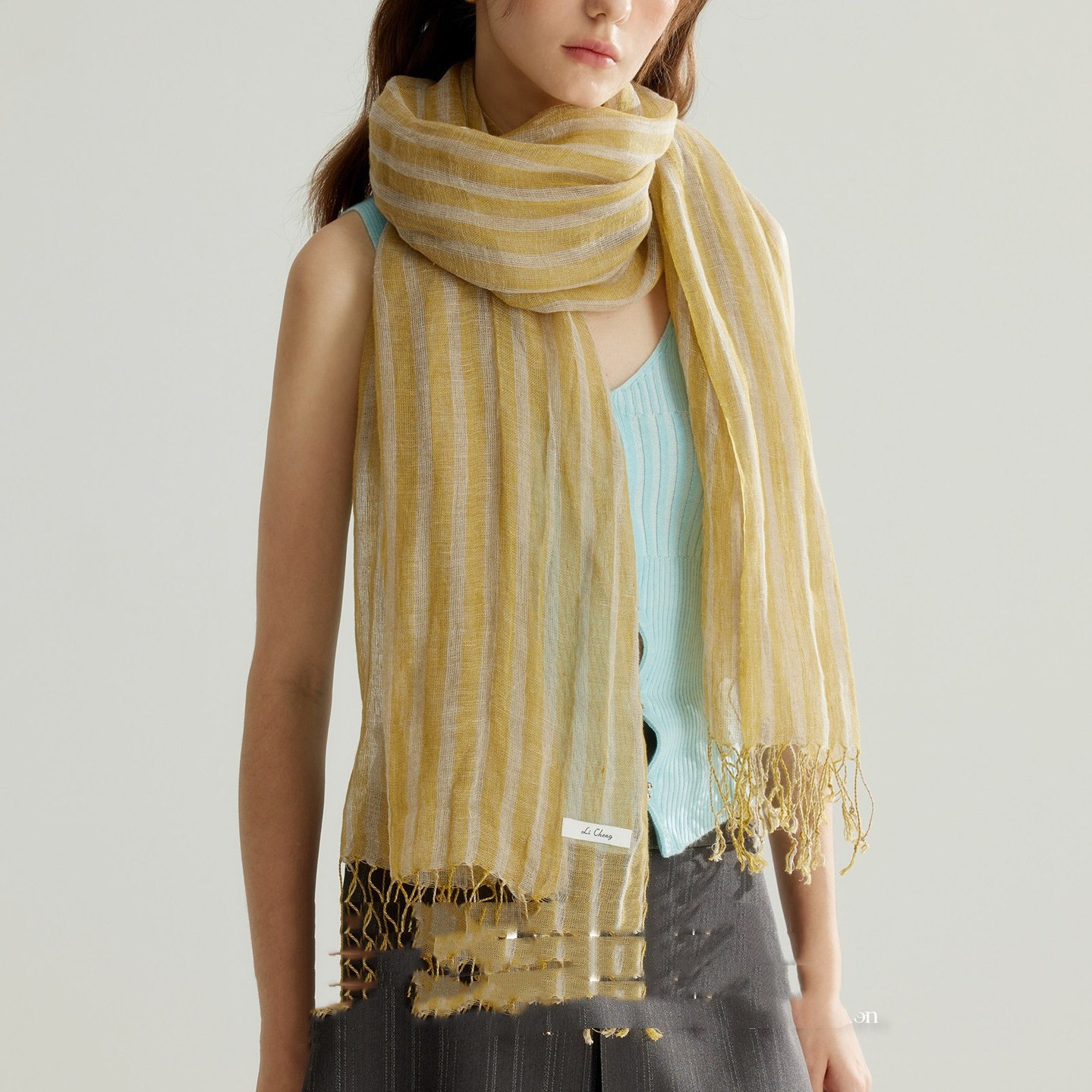 Premium All-Season Linen Scarf & Shawl | UV Protection Warm Wrap (190cm)