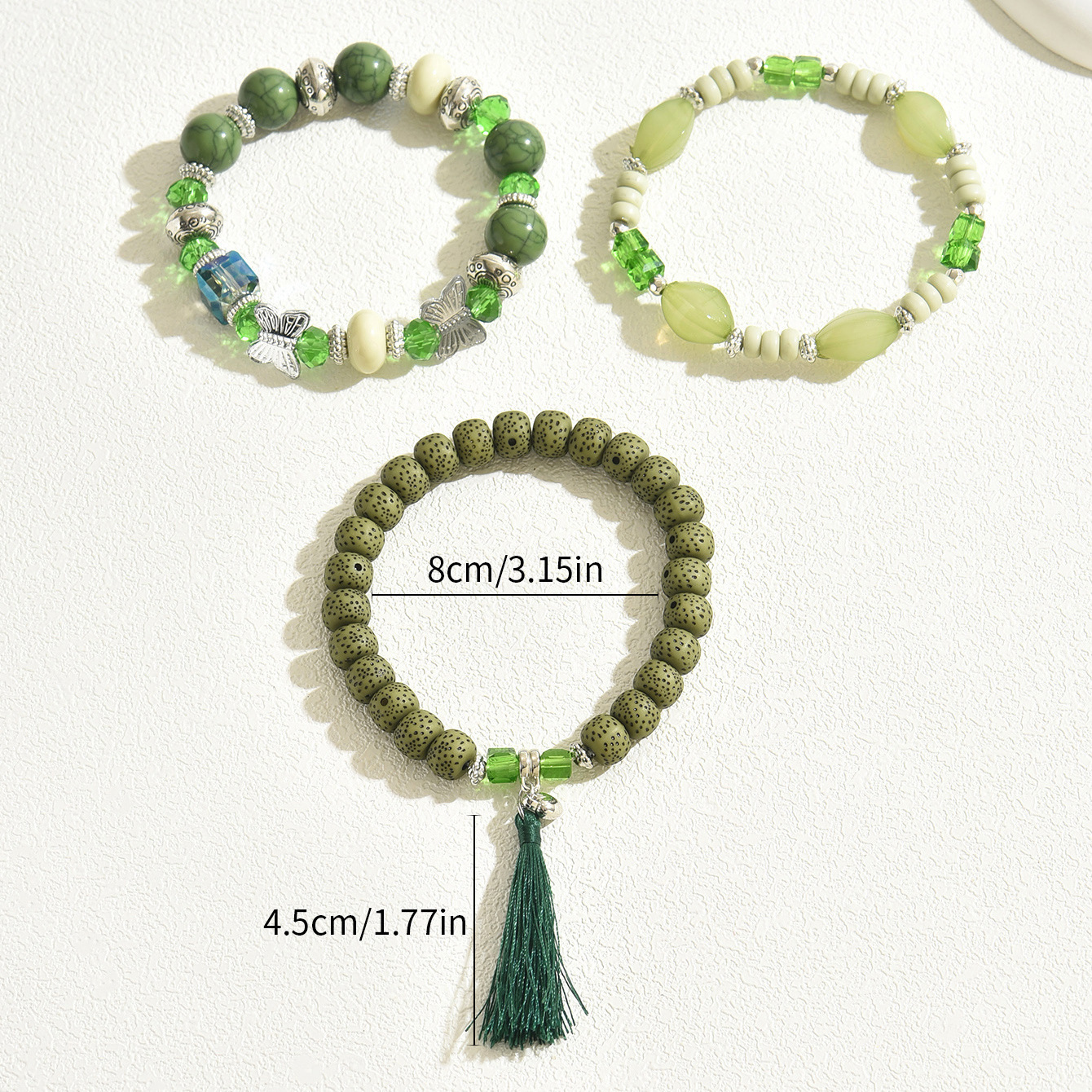 Chic 3-Piece Beaded Bracelet Set for Women - Sweet Bowknot Design & Premium Texture Jewelry