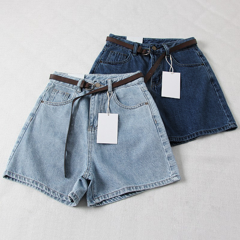 Summer Chic High-Waist Wide-Leg Denim Shorts | Flattering A-Line Cropped Pants with Pockets