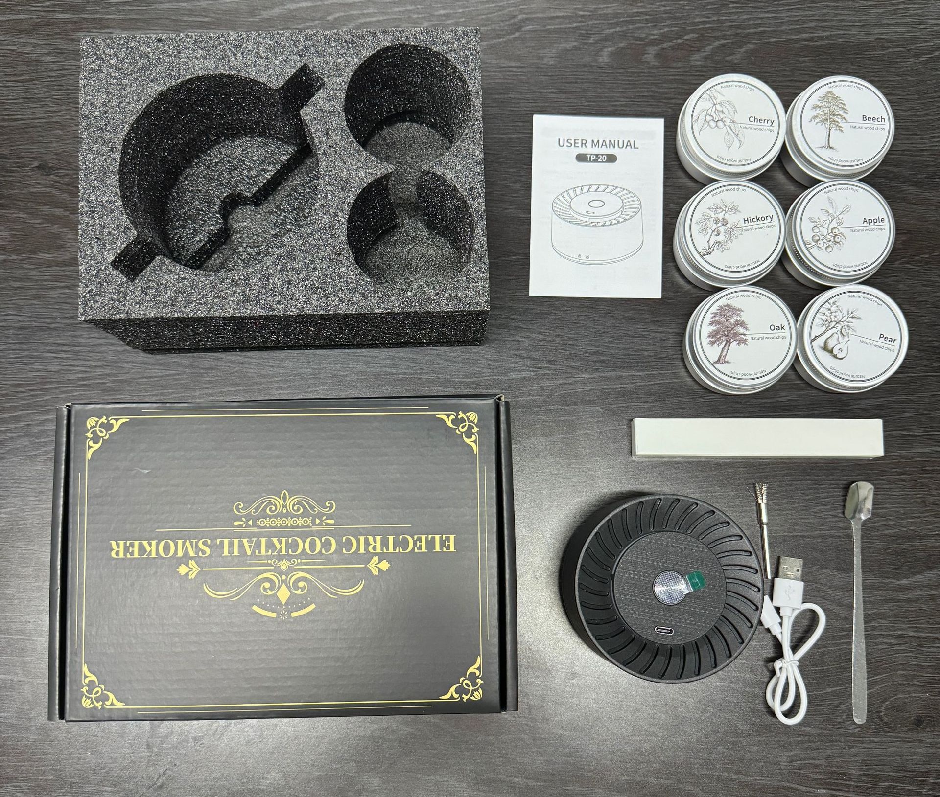 Premium Electric Cocktail Smoker Kit | Automatic Wood-Grain Smoke Infuser for Drinks & Food