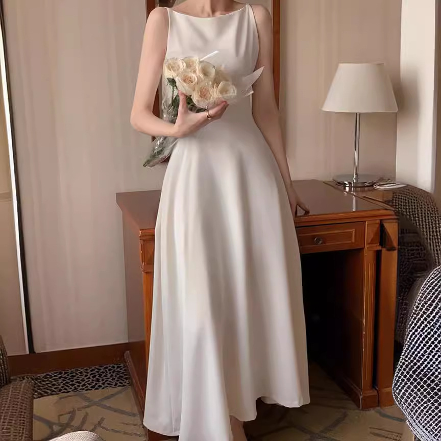 Women's Elegant One-Shoulder Maxi Dress - Chic High-Waist A-Line Sleeveless Long Dress