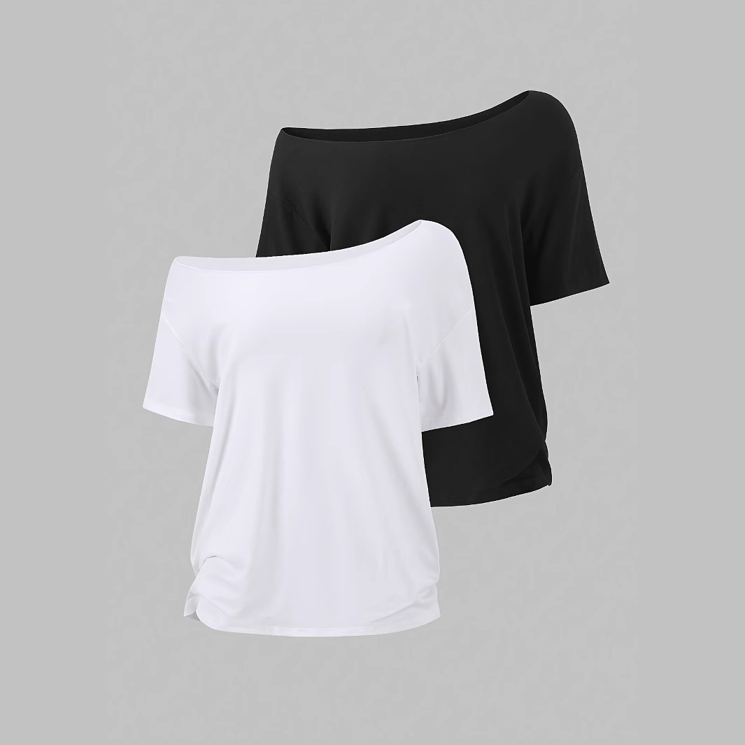 Premium Drop Shoulder Loose Fit T-Shirt 2-Pack - Casual Streetwear Short Sleeve Tee