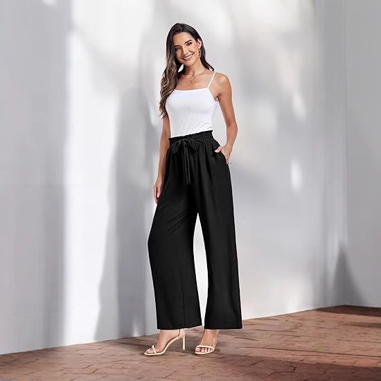 Chic High-Waisted Cotton-Linen Wide-Leg Trousers | Retro Casual-Business Pants