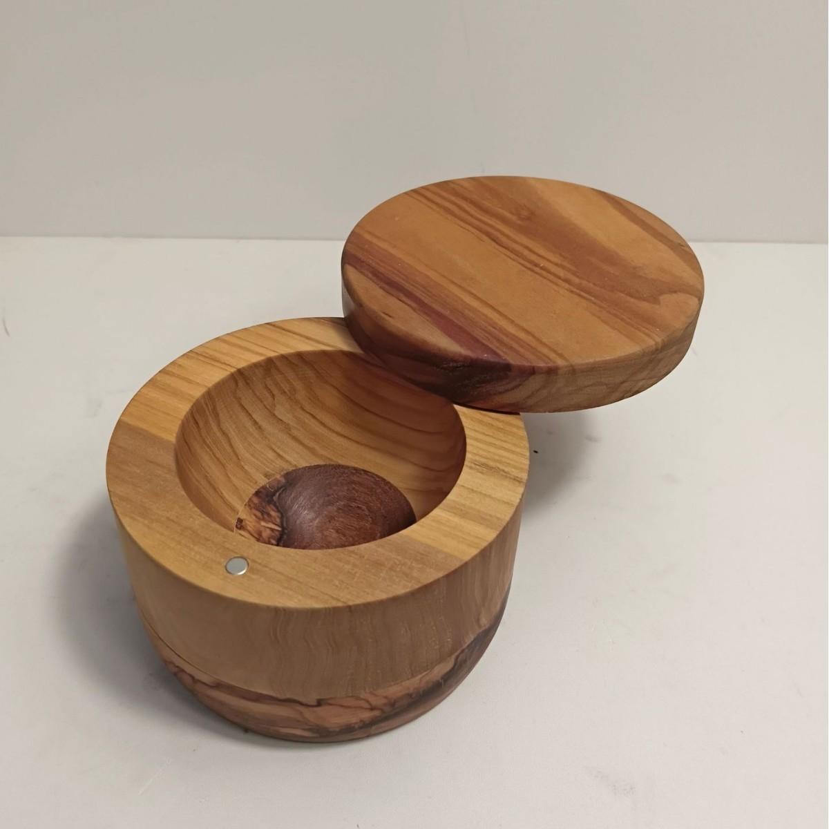 Handcrafted Olive Wood Seasoning Jar – Elegant Nordic Style Wooden Spice Storage Box & Salt Cellar