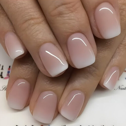24pc Gradient Pure White Press-On Nails Set - Short Square Reusable False Nails with Jelly Glue & Nail File
