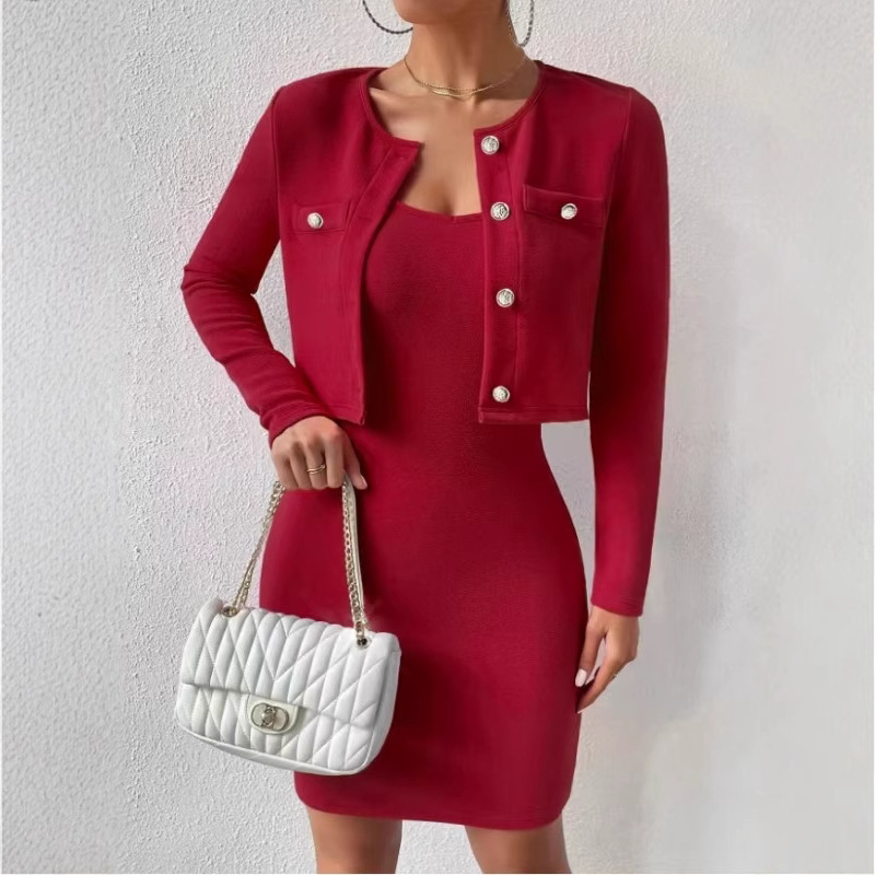 Elegant Women's Two-Piece Sleeveless Strap Dress Set - Chic Slim-Fit Cotton Outfit