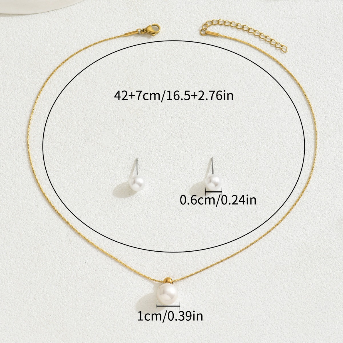 Minimalist Geometric Pearl Jewelry Set - Elegant Japanese-Korean Style Necklace & Earrings for Women