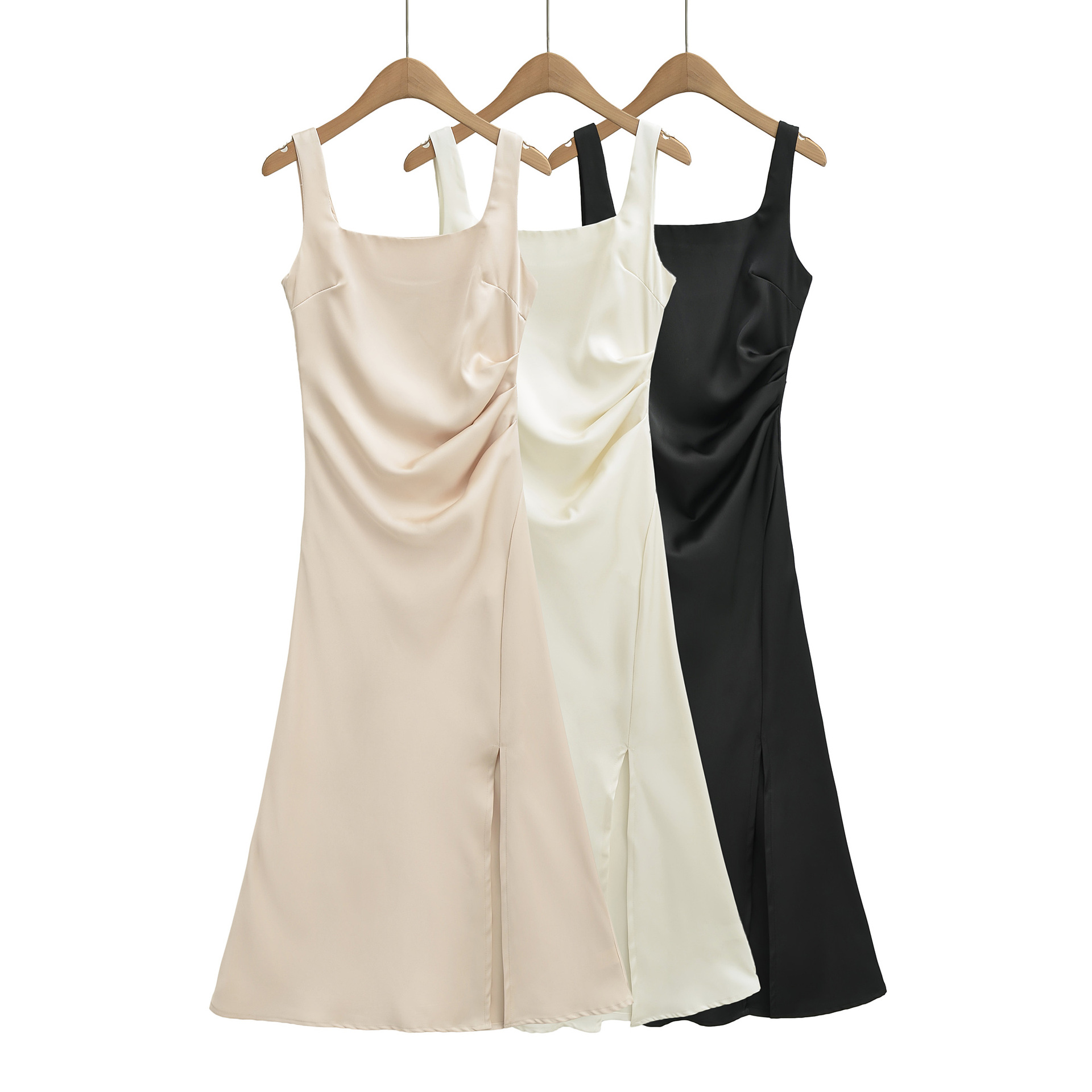 Elegant Satin Slip Dress - High-Waist Sleeveless Maxi Dress