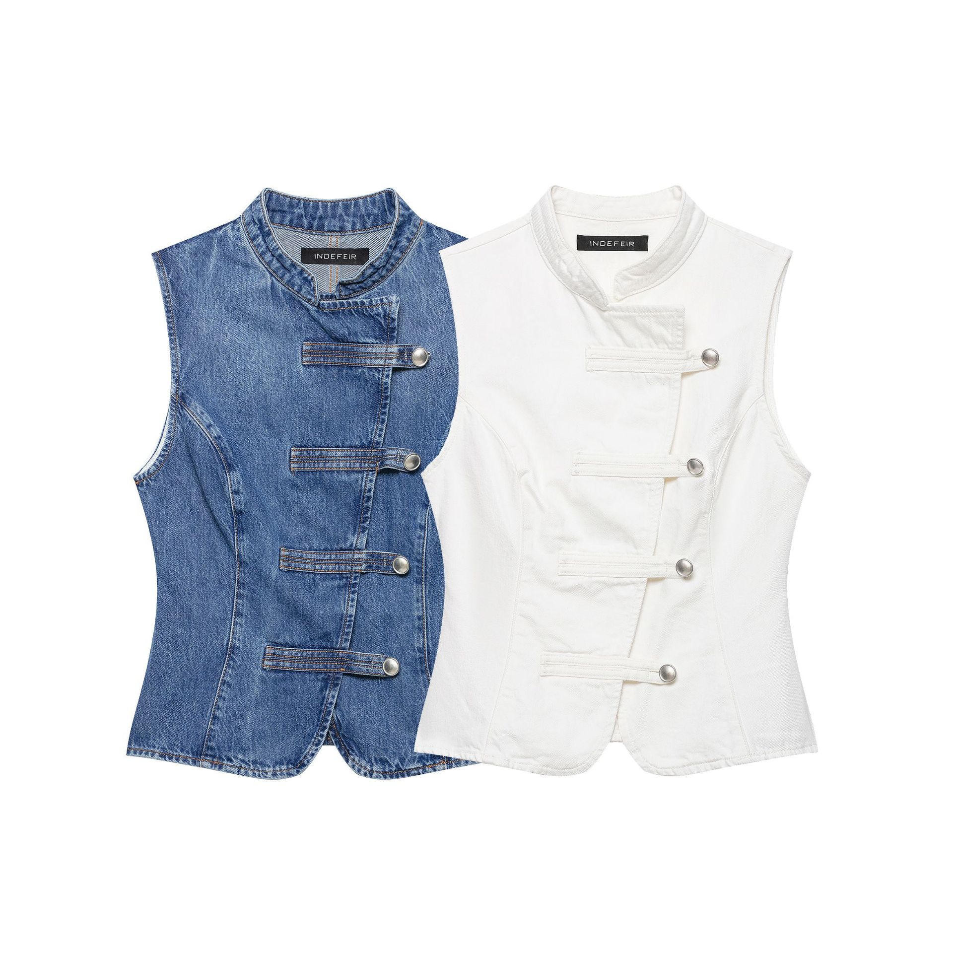 Chic Knot-Front Sleeveless Denim Shirt - Versatile Casual Vest