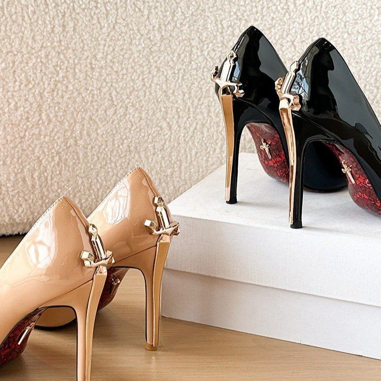 Women's Elegant Red Sole High Heels - Sexy Pointed Toe Cutout Stiletto Pumps