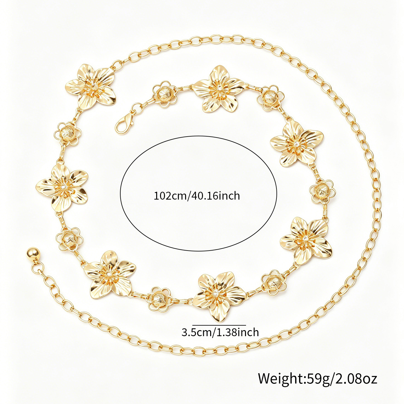 Luxury Floral Metal Waist Chain - Elegant Spliced Body Jewelry for Women