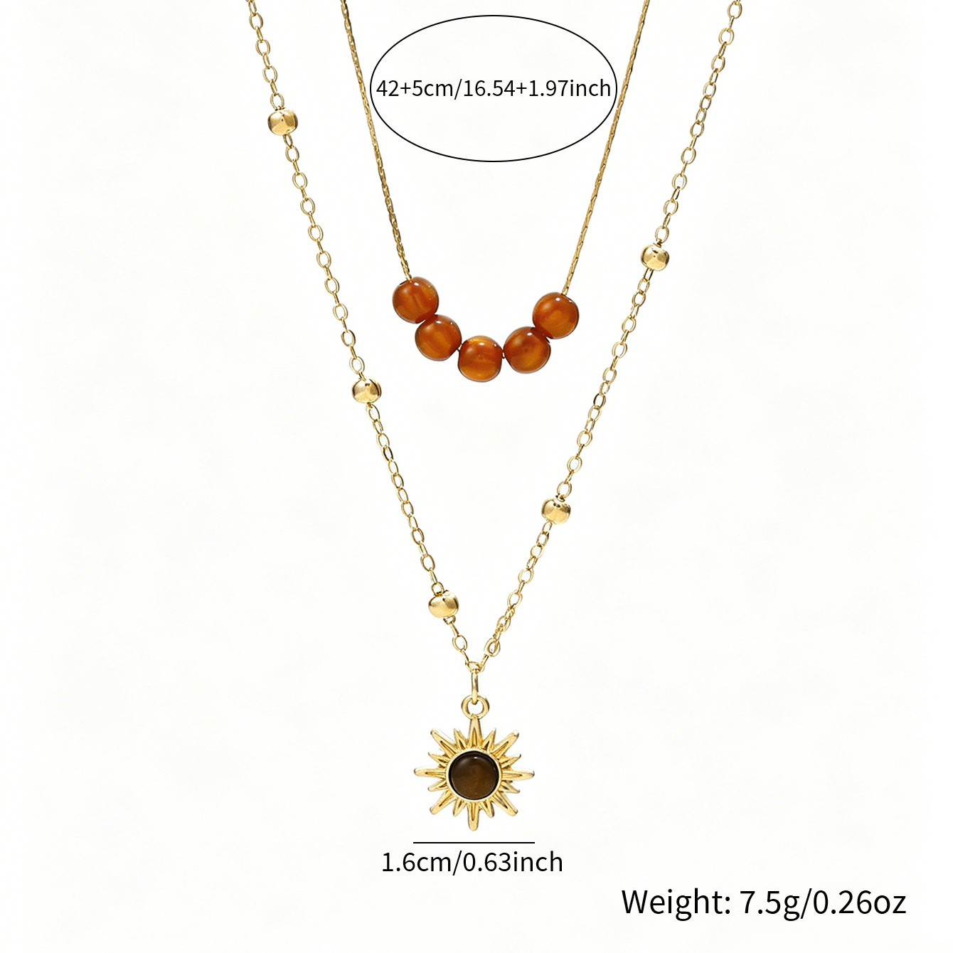 Vintage Tiger's Eye Sunflower Pendant Necklace | Premium Stackable Clavicle Chain for Women