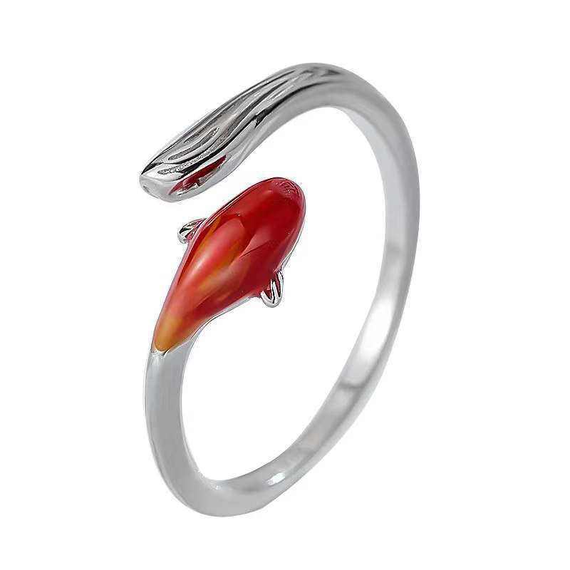 Womens Open-ended Small Fish Ring