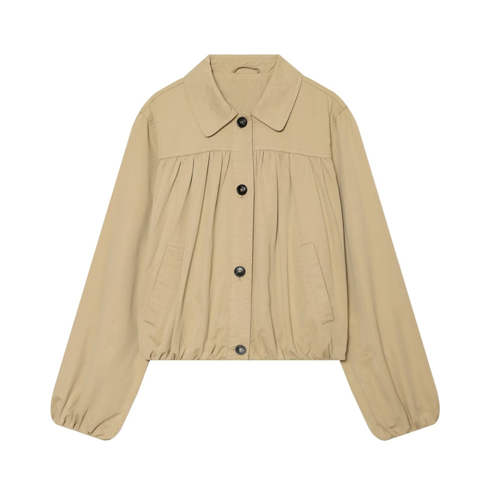 Chic Retro Lightweight Summer Jacket for Women | Elegant Khaki Solid-Color Coat