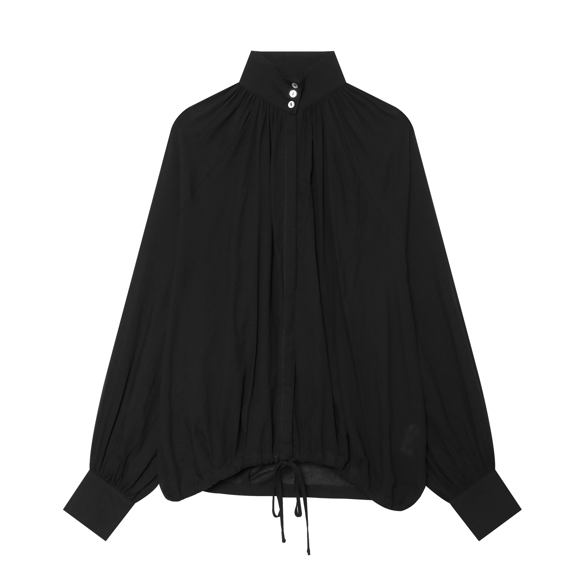 Elegant Women's High-Neck Long Sleeve Top - Chic Relaxed Fit Blouse