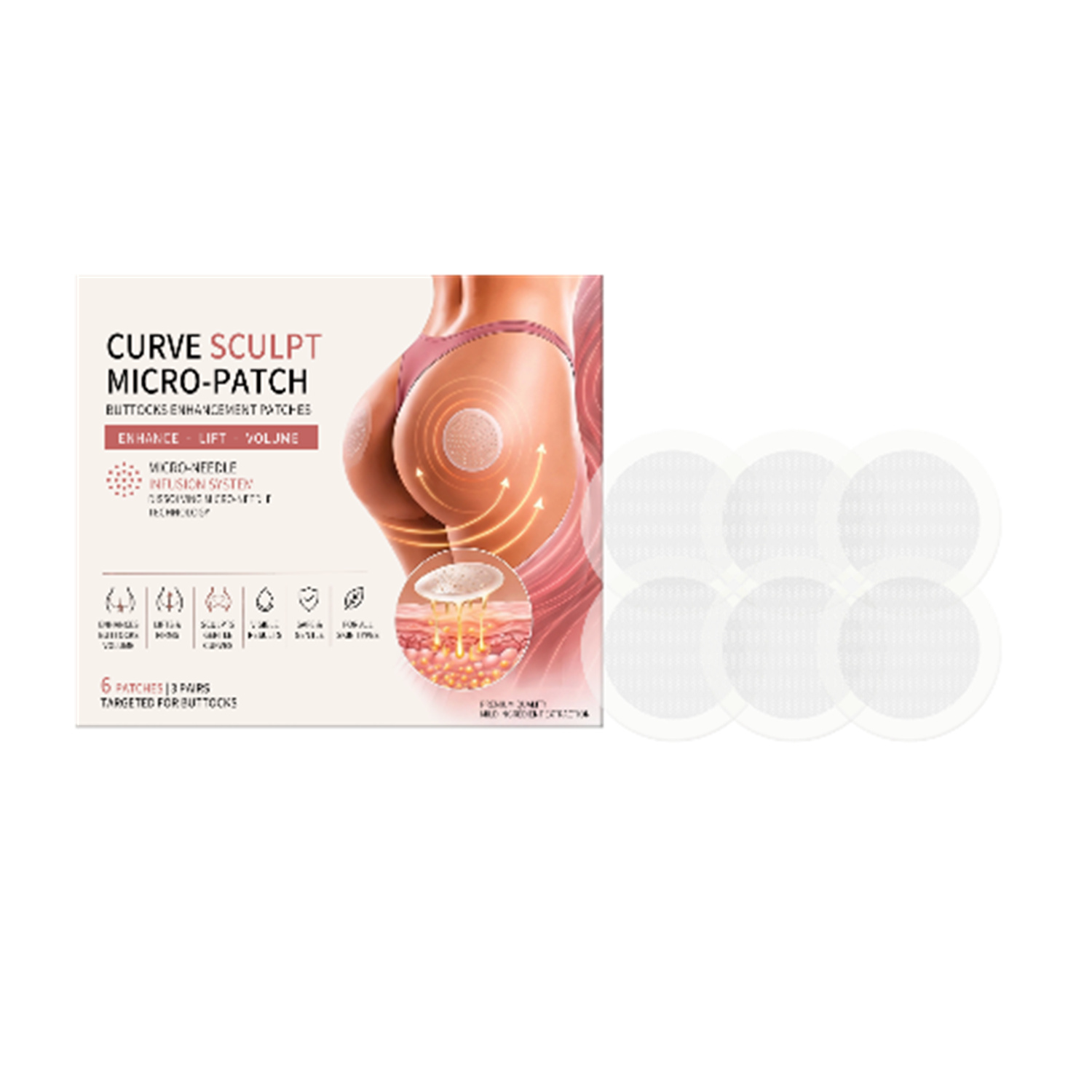 Premium Buttock Firming & Lifting Microneedle Patches - Skin Tightening & Toning Treatment (6-Pack)
