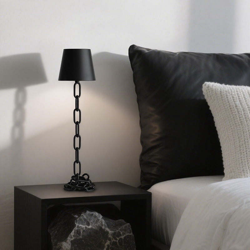 Modern Minimalist Bedside Table Lamp - Rechargeable Touch Control Night Light with 3 Color Modes