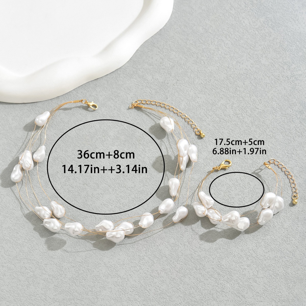 Elegant Women's Jewelry Set | Multi-Layer Beaded Bracelet & Matching Pearl Necklace
