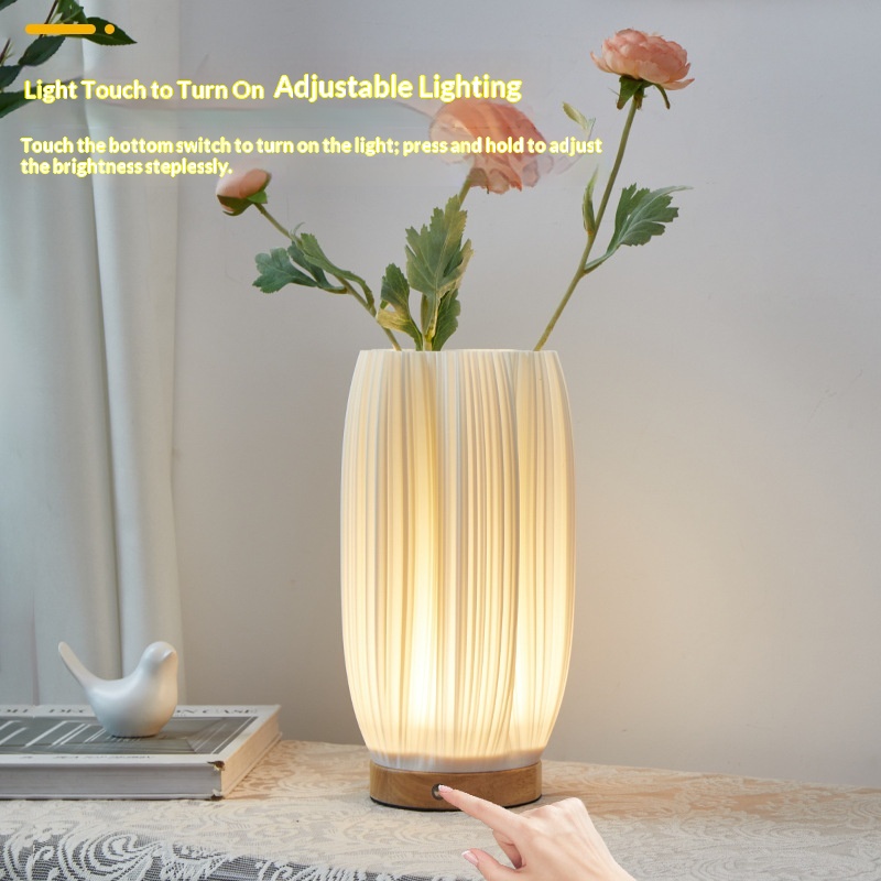 Nordic Minimalist Wooden Bedside Lamp - Eye-Protection Dimmable Nightlight & Ambient Atmosphere Table Light
