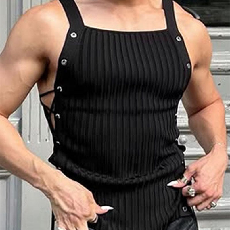 Men's Edgy Strappy Hollow-Out Vest - Slim Fit Breathable Sleeveless Tank Top