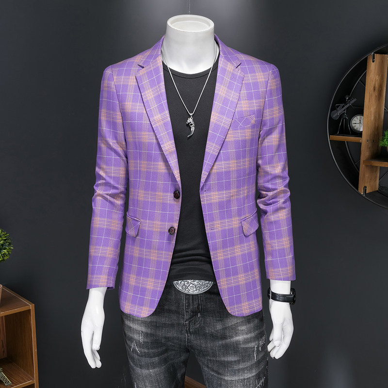 Men's Premium Slim-Fit Plaid Blazer – Wrinkle-Resistant Sporty Suit Jacket